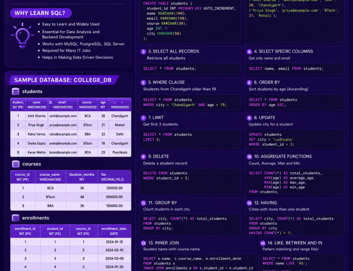 SQL Tutorial with Examples and Practice Sets